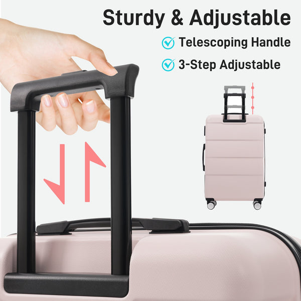 English Elm 6 Piece Hardshell Abs Travel Set with Spinner Wheels Combination Lock and Toiletry Bag Light Pink N732P391314U