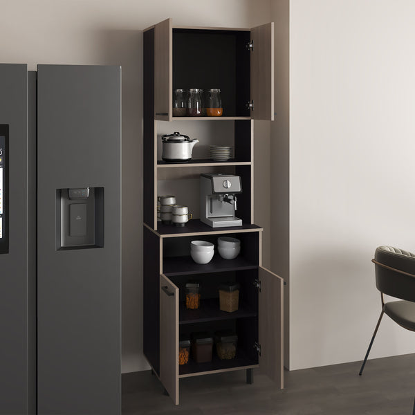 English Elm Otomo Dual-Tone Pantry Cabinet with 5 Shelves & 4 Doors, Coffee Station Shelf, Space-Saving Design B070P337115
