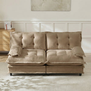 English Elm 77 Inch Chenille Cloud Loveseat Modular Deep Seat Sofa for Living Room or Apartment Light Coffee W714S01691