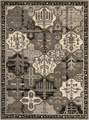 Unique Loom La Jolla Cathedral Machine Made Geometric Rug Gray, Black/Ivory/Silver 9' 0" x 12' 0"