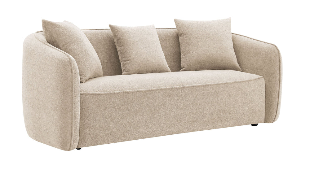 English Elm Keith Beige Chenille Sofa with Plush Toss Pillows, Durable Pine Frame, Foam Cushions, KD Design B2726P252313