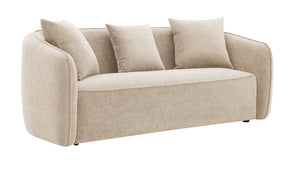English Elm Keith Beige Chenille Sofa with Plush Toss Pillows, Durable Pine Frame, Foam Cushions, KD Design B2726P252313