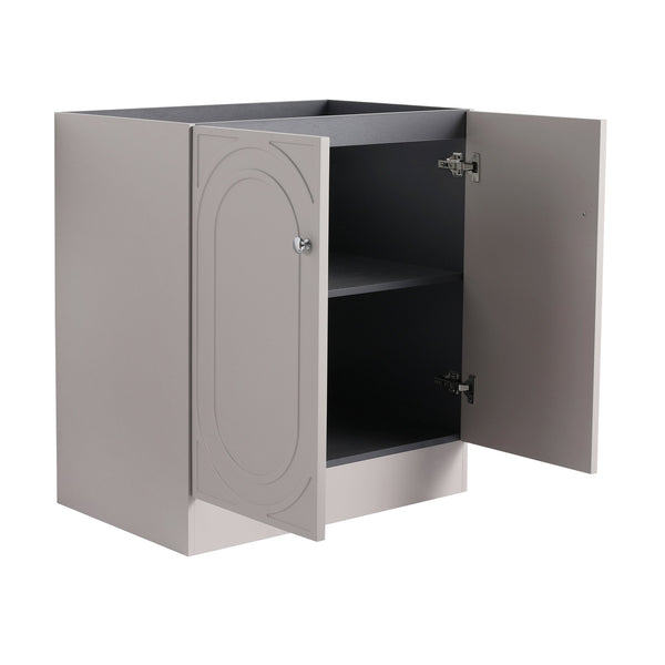 English Elm 30" Modern Freestanding Bathroom Vanity with Integrated Basin, Adjustable Shelf & 3 Metal Handles khaki W999P241054