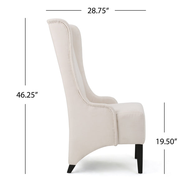 English Elm Dining Chair Tall Wingback Upholstered Seat Birch Legs Contemporary Statement Piece N769P386662W