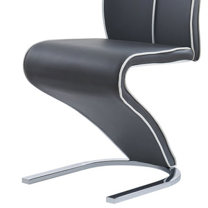 English Elm ANNE Gray PU Dining Chairs Kit of 2 — Zigzag Upholstered Seats, Half-Moon Metal Base, Wood Frame, Contemporary Elegance B201P215791