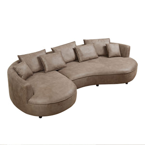 English Elm 128.74 Inch Modern Curved Sectional Sofa - 5-Seat Leathaire Couch For Stylish Living Rooms & Offices W2582S00140