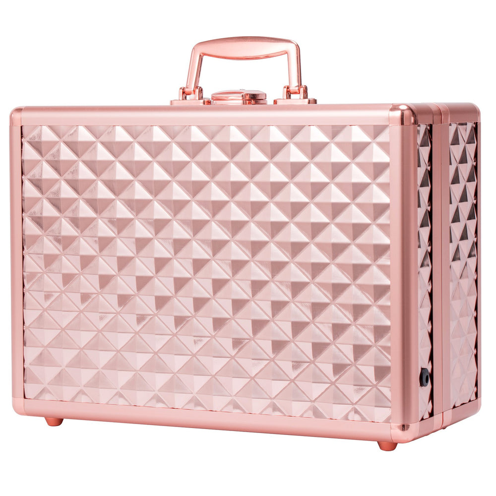 English Elm Portable Led Vanity Makeup Case Aluminum Travel Organizer with Mirror Lock Dividers W1550P163304