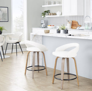 English Elm Counter Stools Set of 2 Swivel Faux Leather Bentwood Kitchen Island Seating B202S01748