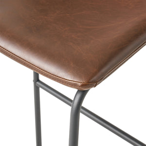 English Elm Christopher Knight Home® - Set of 2 30" Cedric Faux Leather Barstool Vintage Brown — Low Back, Steel Frame, 250lb Capacity, Upholstered Comfort 57583.00