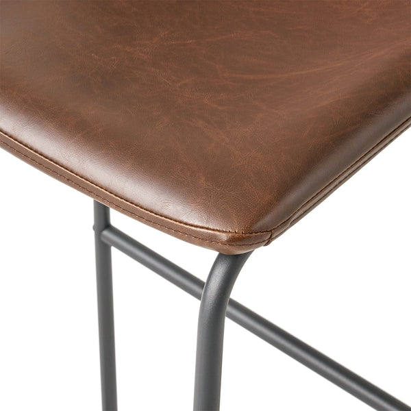 English Elm Christopher Knight Home® - Set of 2 30" Cedric Faux Leather Barstool Vintage Brown — Low Back, Steel Frame, 250lb Capacity, Upholstered Comfort 57583.00