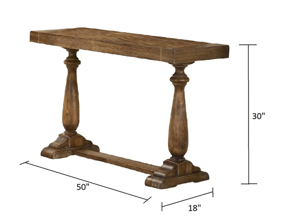 English Elm 50" Distressed Dove Finish Entryway Console Solid Wood Surface Rustic Transitional Hallway Piece Driftwood B011P427907