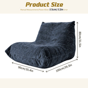 English Elm Ftmmc-lanse Chenille Bean Bag Chair Full Body Support for Reading and Media Rooms Blue W3737P458675