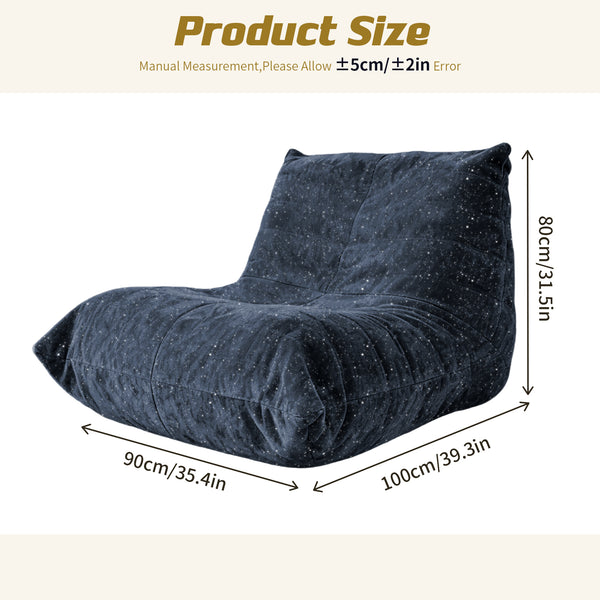 English Elm Ftmmc-lanse Chenille Bean Bag Chair Full Body Support for Reading and Media Rooms Blue W3737P458675