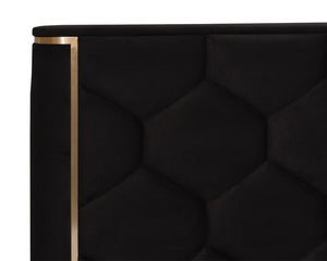 Sunpan Alisha Bed - Luxurious Upholstered Classic Design with Gold Accents for a Dreamy Bedroom Oasis King