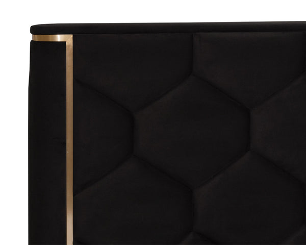 Sunpan Alisha Bed - Luxurious Upholstered Classic Design with Gold Accents for a Dreamy Bedroom Oasis King