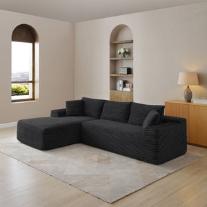 English Elm 105'' Modular Cloud Sectional Corduroy Sofa Deep Seat L-shape Couch for Living Room W1117S00339