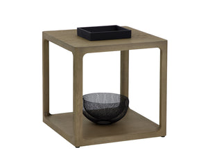Sunpan Doncaster Side Table - Elegant Solid Oak Design with Adjustable Levelers for Modern Interiors Smoke Grey