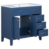 English Elm 36" Bathroom Vanity With Sink Combo, Blue Bathroom Cabinet With Drawers, Solid Frame and Mdf Board