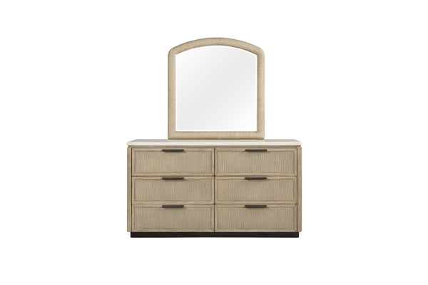 English Elm Arch Arch Rope Detailed Mirror Toffee Beige – Rope-Wrapped Arched Frame, Textured Coastal Finish, Versatile Décor Accent B2699P373680