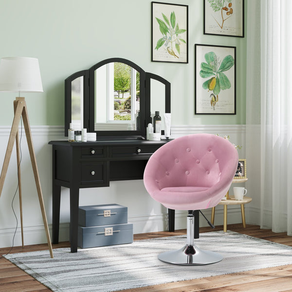 English Elm HOMCOM Velvet Modern Accent Chair with Padded Seat and Back, Armchair with Steel Legs, Cozy Upholstery Pink W2225P217433