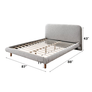 English Elm Cleo Boucle Upholstered Eastern King Bed Low Profile Frame for Primary Bedroom B2756S00037