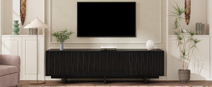 English Elm Retro Wood Grain Media Console Wavy Door Cabinet for Living Room Tvs 75 In N721P379534B