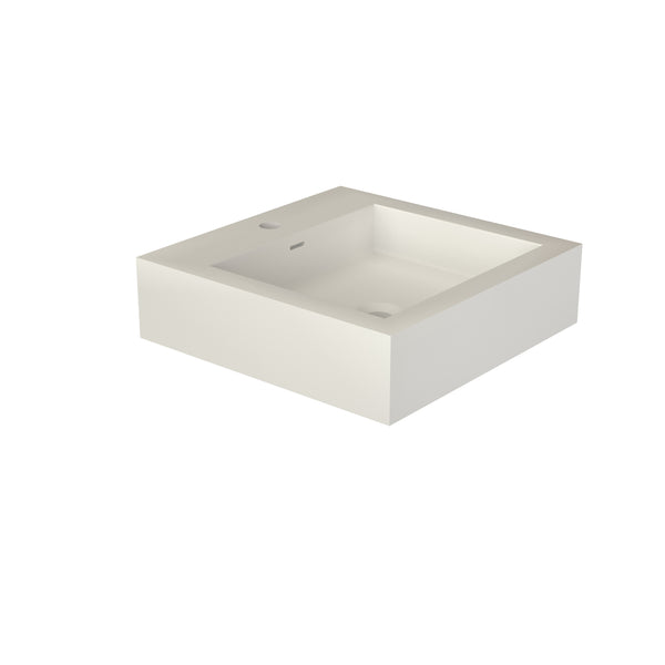 English Elm Bathroom Square Solid Surface Vessel Basin Matte Finish Minimalist Vanity Sink T3785P491214