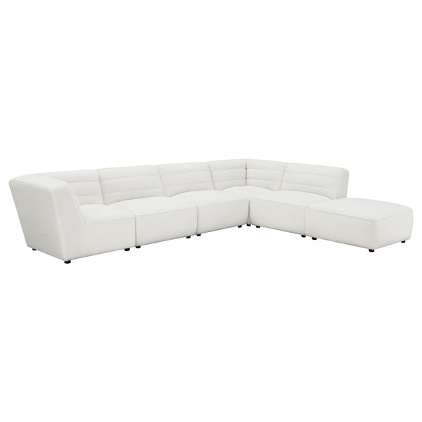 English Elm Sunny Plush Square Ottoman in Ivory Faux Sheepskin Upholstery — Modern Cozy Accent Seat, 35"W B062P344945