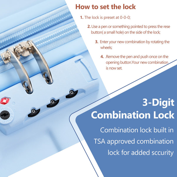 English Elm Hardshell Abs Checked Suitcase with 360 Spinner Wheels Expandable Tsa Lock 28 Inch Sky Blue N730P296747S