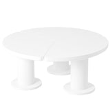 English Elm Φ39.4'' Easy Assembly Round Petal-Shaped Coffee Table, Cream Style Center Table With 3 Thick Legs, Minimalist Irregular End Table With Sleek Round Edges For Living Room, White