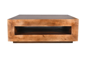 English Elm Solid Wood Handcrafted Square Coffee Table with Storage for Modern Living Rooms B024P304063