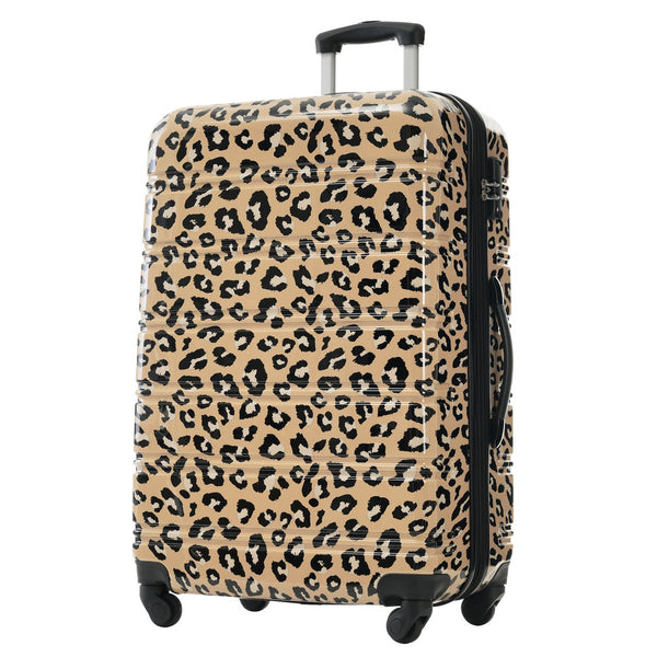 English Elm Hardshell Polycarbonate Luggage Set Three Piece Spinner Suitcases with Tsa Lock Brown Leopard N732P218227W