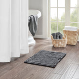 Madison Park Lasso Casual 100% Cotton Chenille Chain Stitch Rug MP72-5829 Charcoal