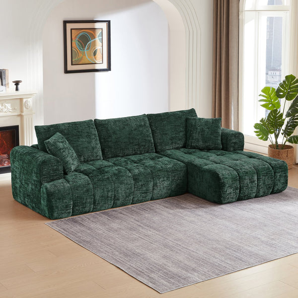 English Elm Chenille L-Shape Oversized Sofa - Plush Minimalist Sectional Couch For Living Room, No Assembly Needed! W2339S00081