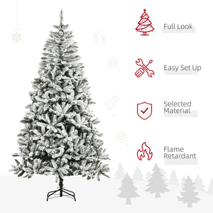 English Elm Homcom 7.5' Snow Flocked Artificial Christmas Tree - Easy Setup, Realistic Branches, Fire-Safe Design W2225P229662