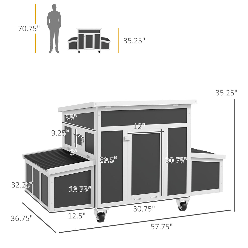 English Elm Pet Rabbit Hutch Two Story Fir Wood Cage with Rolling Casters and Pull Out Tray T3971P436517