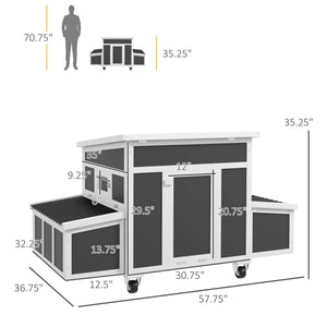 English Elm Pet Rabbit Hutch Two Story Fir Wood Cage with Rolling Casters and Pull Out Tray T3971P436517