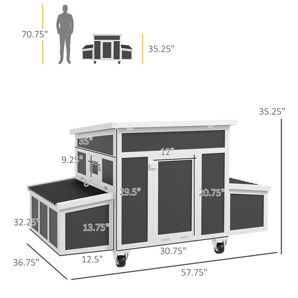 English Elm Pet Rabbit Hutch Two Story Fir Wood Cage with Rolling Casters and Pull Out Tray T3971P436517