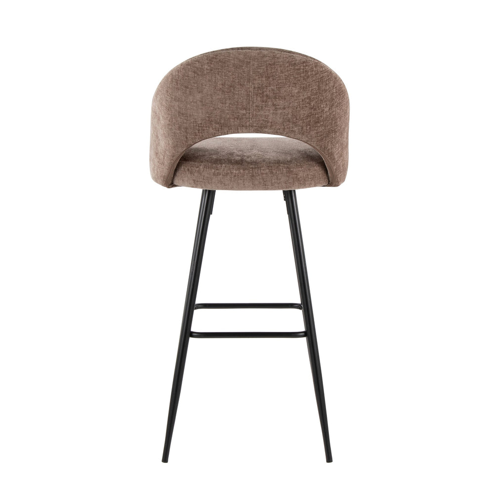 English Elm Fixed-height Metal Frame Barstools with Upholstered Seats and Geometric Footrest Set of 2 Brown B202S01936