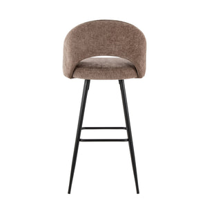 English Elm Fixed-height Metal Frame Barstools with Upholstered Seats and Geometric Footrest Set of 2 Brown B202S01936