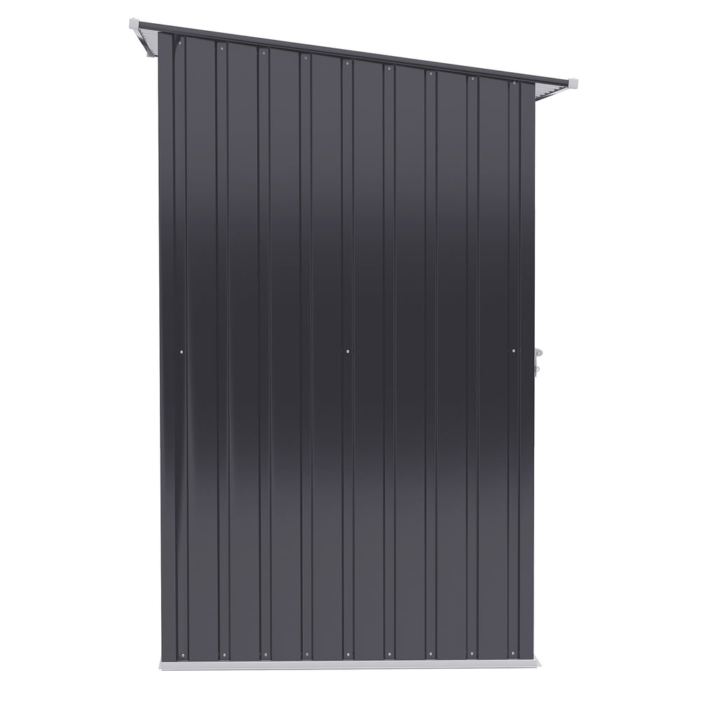 English Elm Outsunny Galvanized Steel Lean to Outdoor Storage Shed with Lockable Ventilated Design W2225P217229
