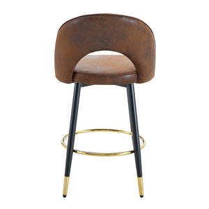 English Elm 360 Swivel Barstools Set of 2 Upholstered Techno Fabric Cushioned Counter Seats W1151P268914