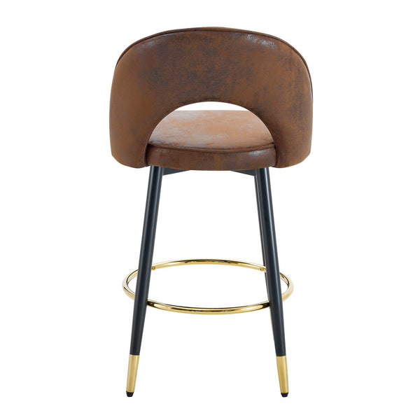 English Elm 360 Swivel Barstools Set of 2 Upholstered Techno Fabric Cushioned Counter Seats W1151P268914