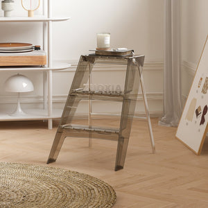 English Elm Home Foldable Ladder Frame multi-use ABS+Steel stool side table bookshelf anti-slip compact stand Transparent W3318P308250