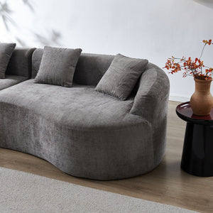 English Elm 111" L Shaped Cloud Sofa Plush Chenille Upholstered High Density Foam Apartment Living Room Grey W1669S00058