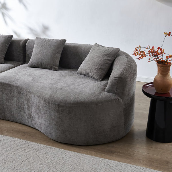 English Elm 111" L Shaped Cloud Sofa Plush Chenille Upholstered High Density Foam Apartment Living Room Grey W1669S00058
