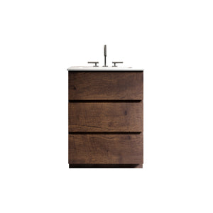 English Elm TIA 24" Wall Mount Space Grey Bathroom Vanity with Ceramic Basin, 20% More Storage, Soft-Close Drawers White+Walnut W1865S00071