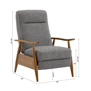English Elm Tustin Wood Arm Push Back Recliner with Stain-Resistant Performance Fabric and Chestnut Legs, Cozy Comfort Gray B050P281019