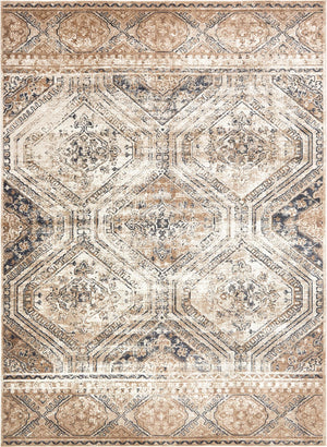 Unique Loom Chateau Jackson Machine Made Trellis Rug Blue Beige, Brown/Gray/Ivory/Blue 9' 0" x 12' 0"