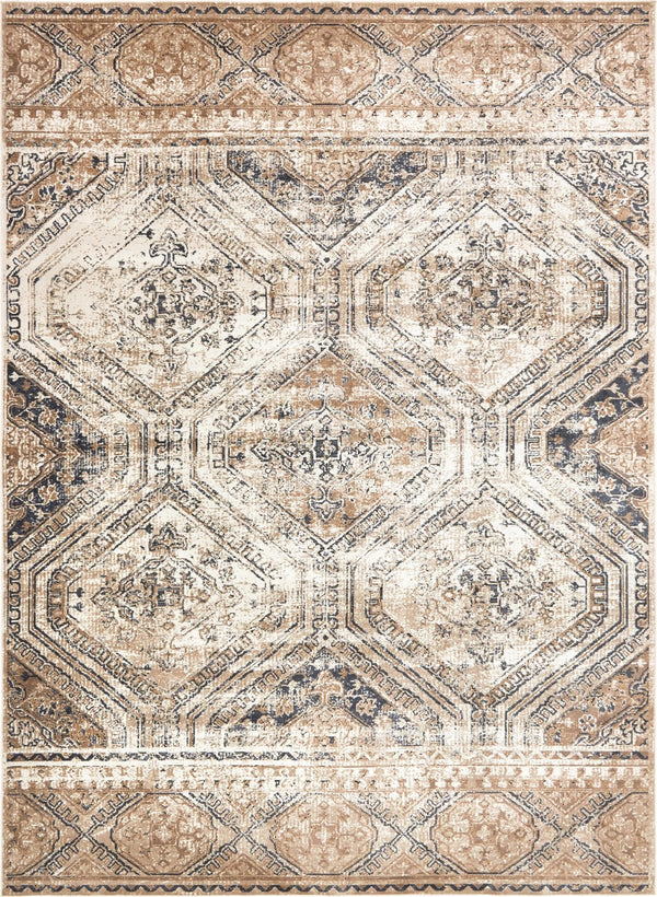 Unique Loom Chateau Jackson Machine Made Trellis Rug Blue Beige, Brown/Gray/Ivory/Blue 9' 0" x 12' 0"